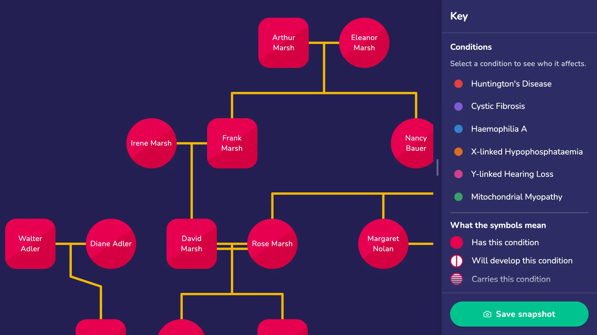 Narrative Pedigree interface