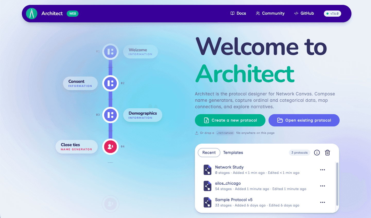 The Architect home screen.
