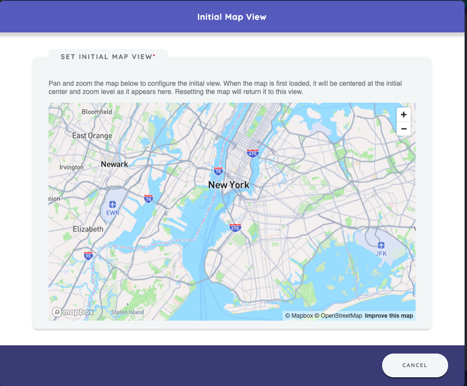 Configure initial map view