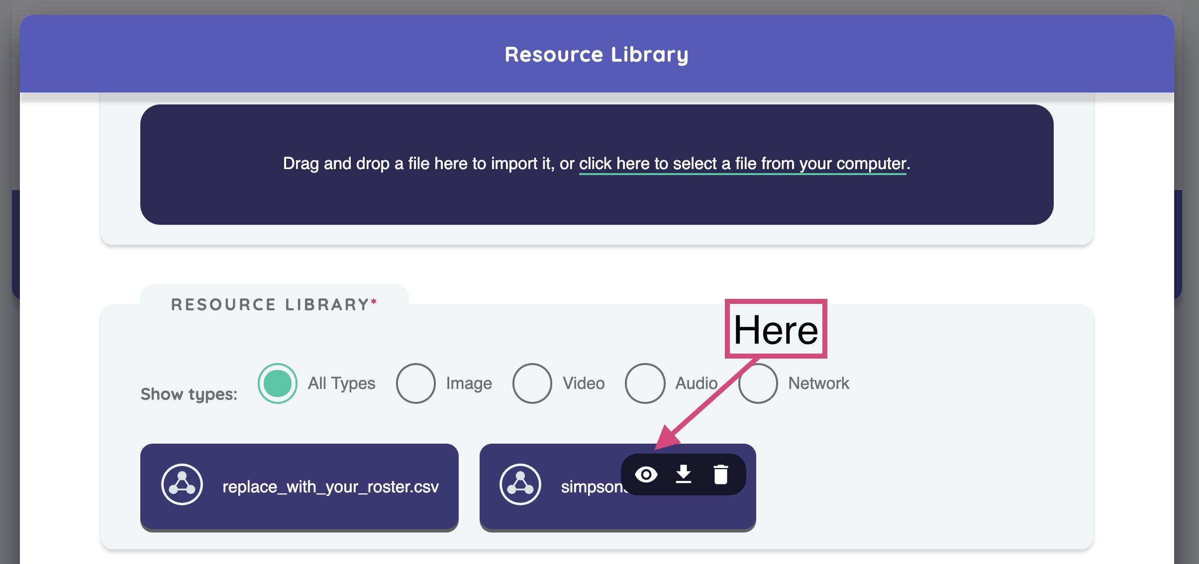 Resource preview button