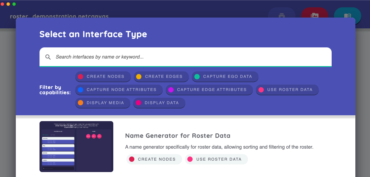Name Generator Roster Interface